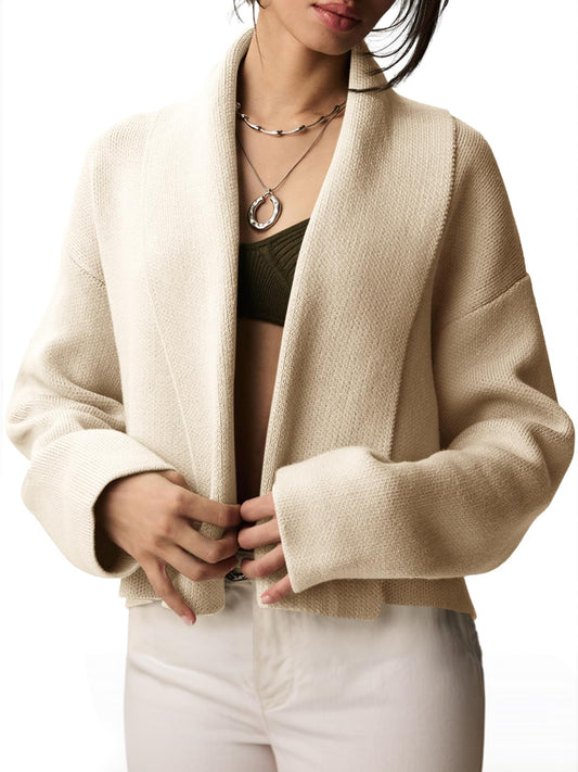 Saodimallsu womens cropped cardigan - open front shawl design with long sleeves