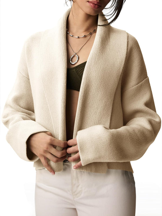 Saodimallsu womens cropped cardigan - open front shawl design with long sleeves