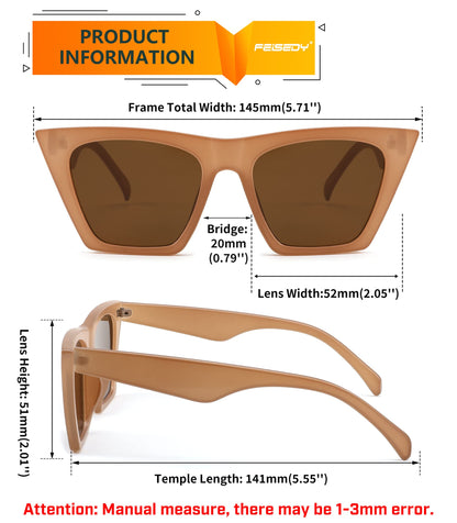 FEISEDY vintage square cat eye sunglasses with trendy design B2473