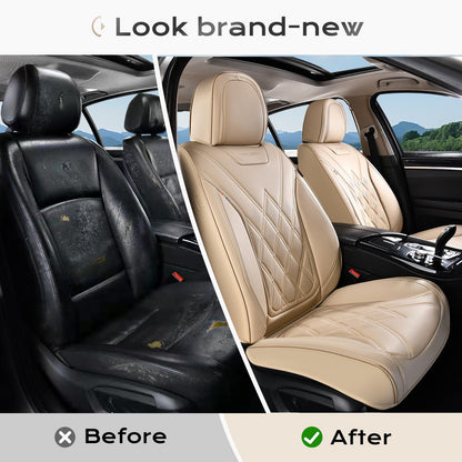 Coverado vehicle seat cover — waterproof leather in beige for most cars
