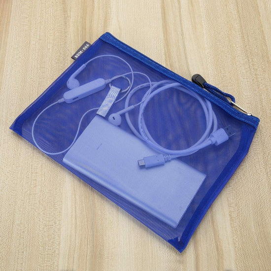 HRX cosmetic case — mesh design with zipper, 6 clear travel pouches for organizing
