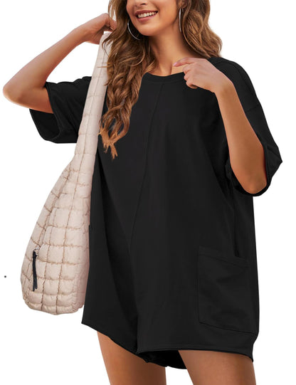 One piece outfit — Oversized reversible athletic romper with pockets
