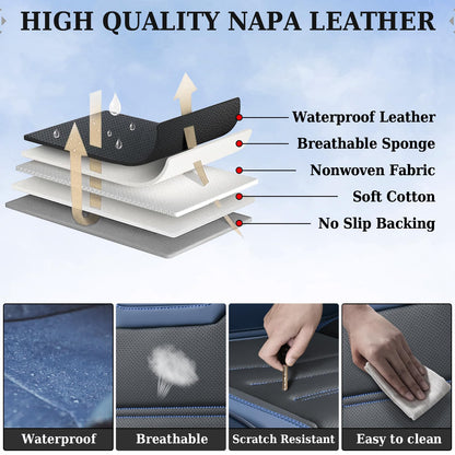 Coverado car seat covers — waterproof leather front seat protectors in blue