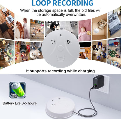 Home Security Spy Camera 1080P HD Smoke the Detector Hidden Camera WiFi Wireless Video Camera with App Control Night Vision Motion Detection Indoor Cam for Office, Pet