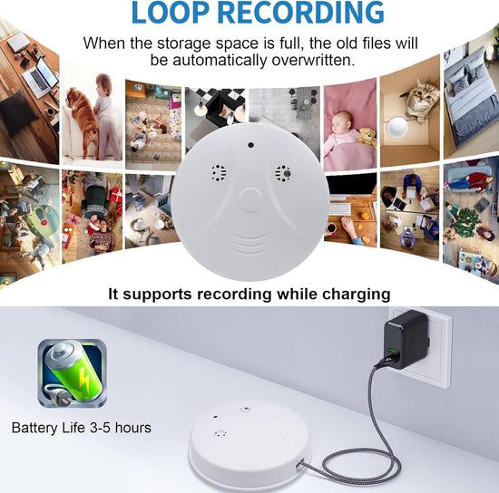 Home Security Spy Camera 1080P HD Smoke the Detector Hidden Camera WiFi Wireless Video Camera with App Control Night Vision Motion Detection Indoor Cam for Office, Pet