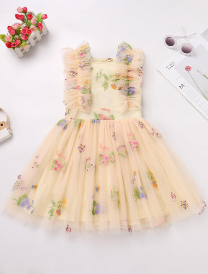 Dress — Confetti birthday princess with ruffle sleeves for girls 3-10T