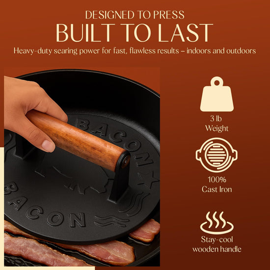 Bellemain grill press — heavy-duty design for even cooking and pressing