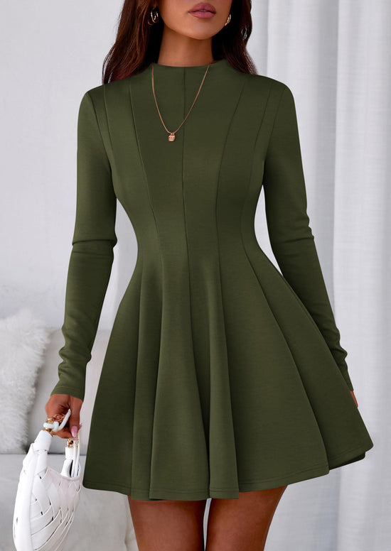 PRETTYGARDEN Fall Dresses for Women Elegant Classy 2026 Casual Long Sleeve Swing A Line Ruffle Short Homecoming Party Dress