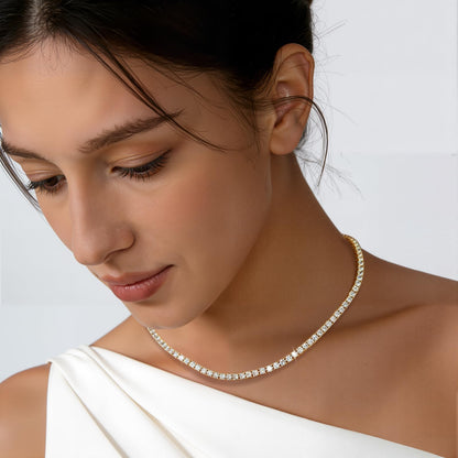 Gemsme necklace — 18K gold plated cubic zirconia tennis design for women 16-24 inches