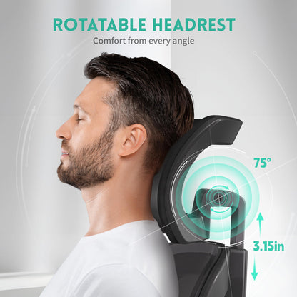 Ergonomic office chair — adjustable lumbar support and rotatable headrest
