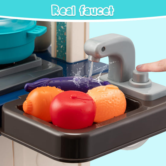 Kids kitchen playset — 53 pieces with realistic lights and sounds for toddlers