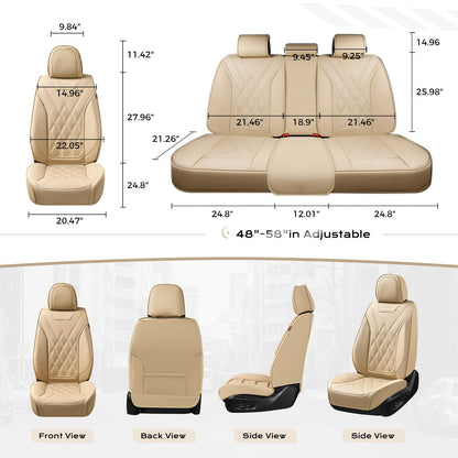 Coverado vehicle seat cover — waterproof leather in beige for most cars