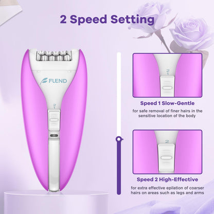Silent Epilator for Women, 2-Speed Facial & Body Hair Remover, Smooth Glide Technology, for Face, Legs, Bikini & Arms