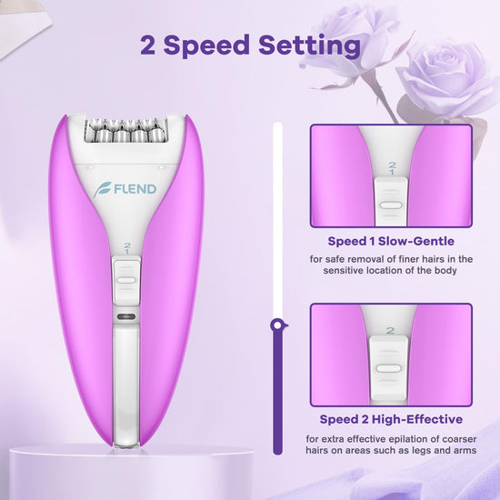 Silent Epilator for Women, 2-Speed Facial & Body Hair Remover, Smooth Glide Technology, for Face, Legs, Bikini & Arms