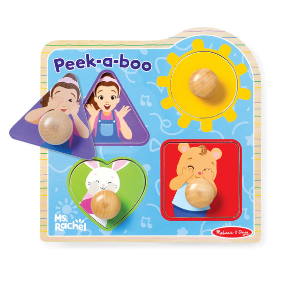 Melissa & Doug® Ms. Rachel™ wooden peek-a-boo jumbo peg puzzle with mirror