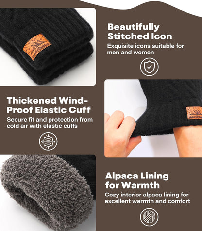 CHENMEI winter gloves - warm touchscreen wool knit for cold weather driving and texting