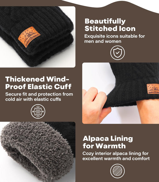 CHENMEI winter gloves - warm touchscreen wool knit for cold weather driving and texting