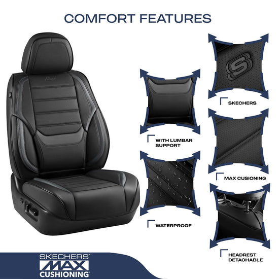 Skechers vehicle seat cover — Memory foam waterproof protection for front seats