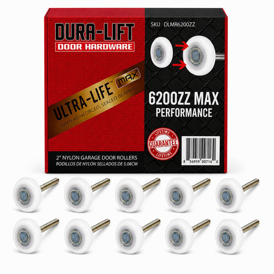 DURA-LIFT garage door roller with sealed 6200ZZ bearing and 4 inch stem