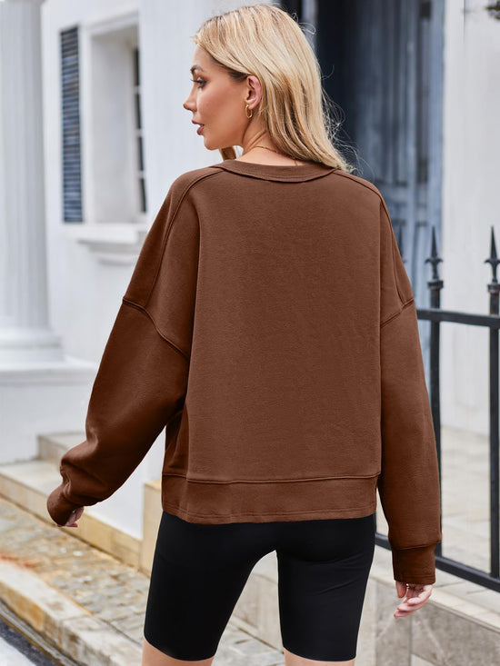 MEROKEETY women's oversized cropped sweatshirt - trendy crewneck pullover for fall outfits