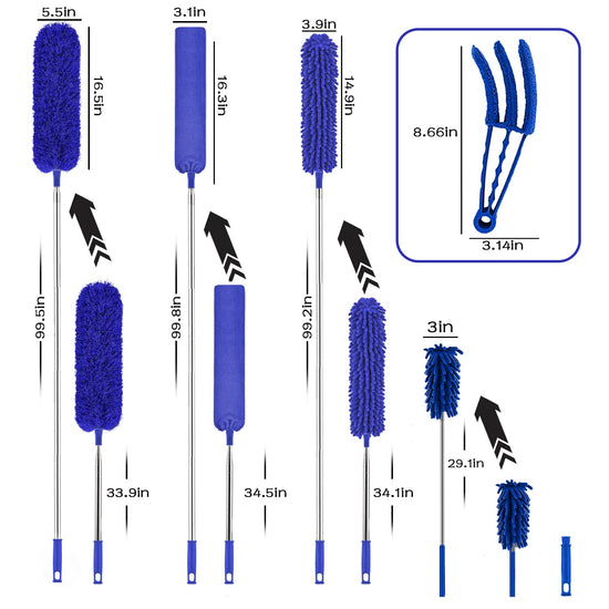 Microfiber duster — 100 inch telescoping extension pole for high ceilings