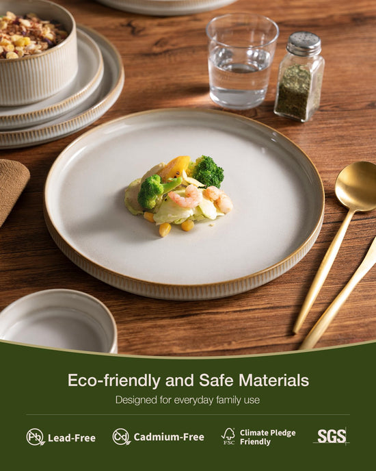 Famiware dinnerware set — stoneware ribbed design plates and bowls set