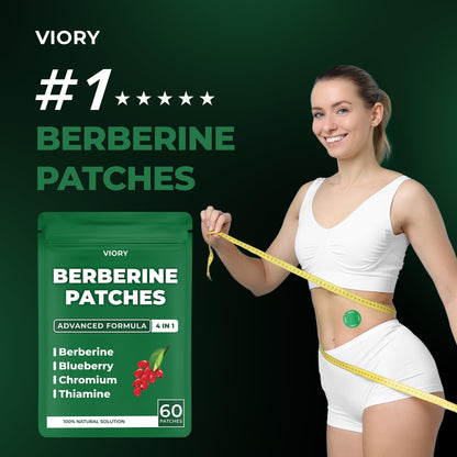 VIORY Berberine Patches | Berberine Patch with L-Glutamine, Garcinia Cambogia, Resveratrol for Women & Men | 60 Days Supply