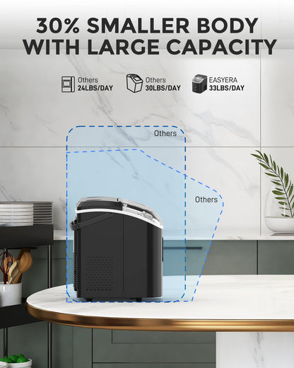 EASYERA nugget ice maker — self-cleaning portable pebble ice machine with scoop and bucket