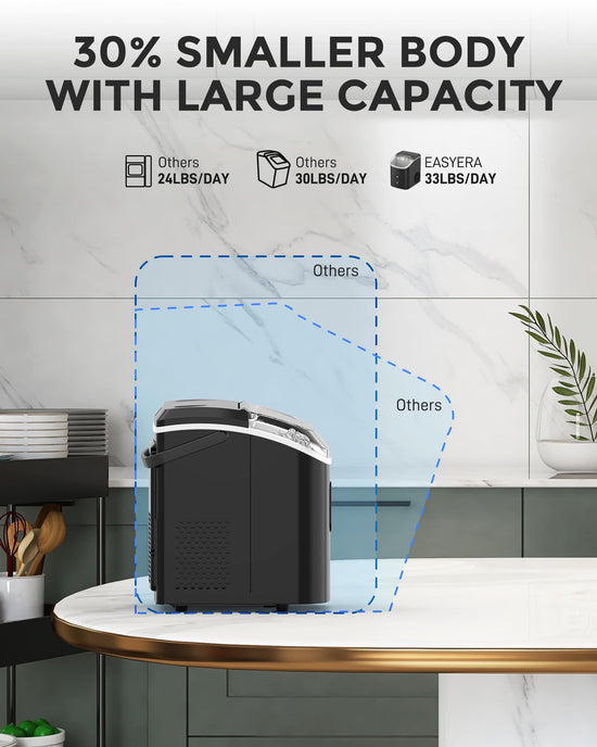 EASYERA nugget ice maker — self-cleaning portable pebble ice machine with scoop and bucket