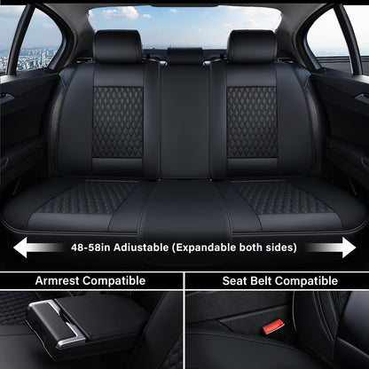 Coverado car seat covers with lumbar support in black nappa leather waterproof for most vehicles