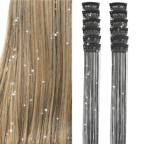 Clip in hair tinsel kit - easy clip on glitter extensions