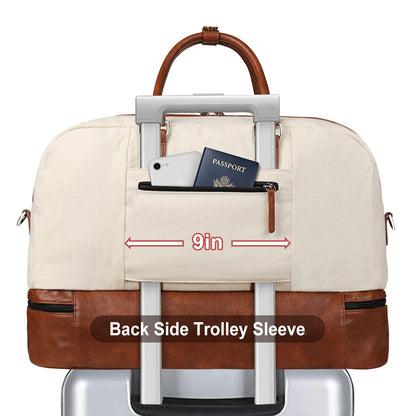 Duffel bag — Large canvas travel bag with shoe compartment, 3 pieces set