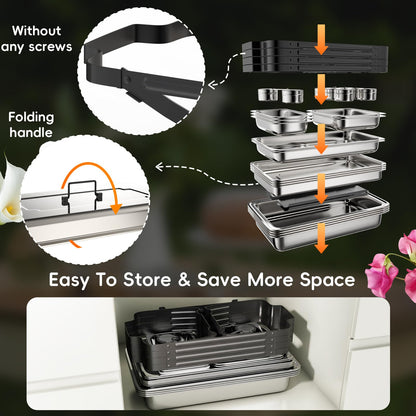 Sifer 9Qt Chafing Dishes for Buffet, Multi-Size Pans 4 Pack, Black