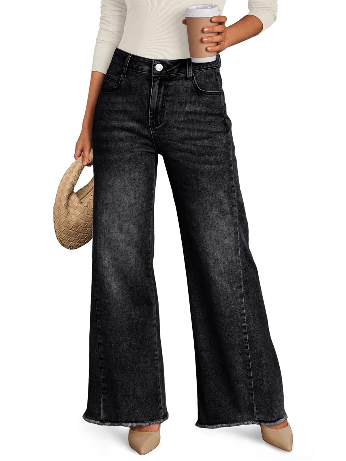 PANTS — Wide leg with raw hem and relaxed fit from Trendy Queen