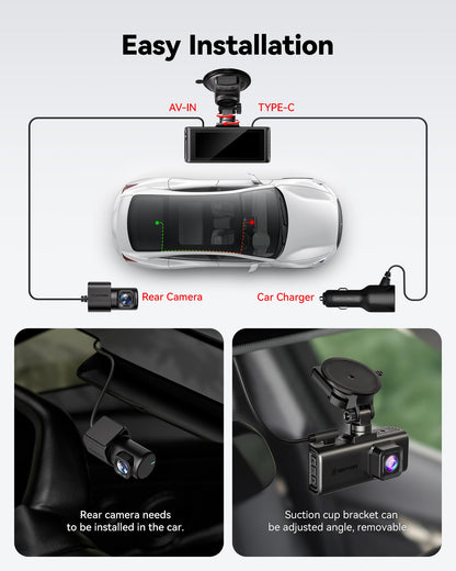 Onboard camera — 4K front and rear with voice control and touch screen
