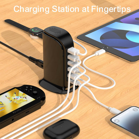 Charging adapter — Fast USB tower charging station blockCharging adapter — USB tower charging station with fast charging capability
