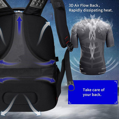 SHRRADOO travel backpack with combination lock for 17 inch laptops, 50L capacity