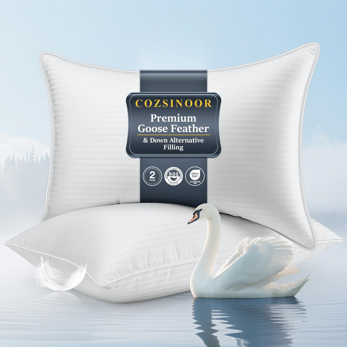 COZSINOOR goose feather bed pillows with soft support