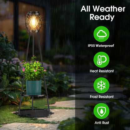 MXwcy solar lamps with plant stands 2 pack