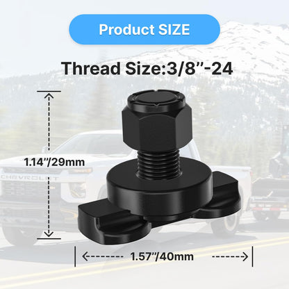 vandrabase 10 Pack L-Track Double Lug Threaded Stud Nut Fitting Tie Down,4500LBS Max Load,Black Heavy Duty Steel, L Track Hook and Accessories for Trailer or Truck Bed Cargo Control – 1.14" Height