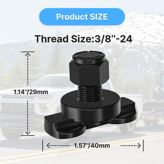vandrabase 10 Pack L-Track Double Lug Threaded Stud Nut Fitting Tie Down,4500LBS Max Load,Black Heavy Duty Steel, L Track Hook and Accessories for Trailer or Truck Bed Cargo Control – 1.14" Height