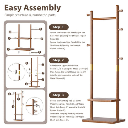 Taitiy clothes rack — freestanding design with shelves and hooks for storage