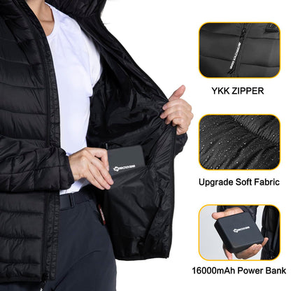 ANTARCTICA GEAR Heated Jacket, Lightweight Heating Jackets with 12V Power Bank, 6 Areas Winter Coat for Men and Women