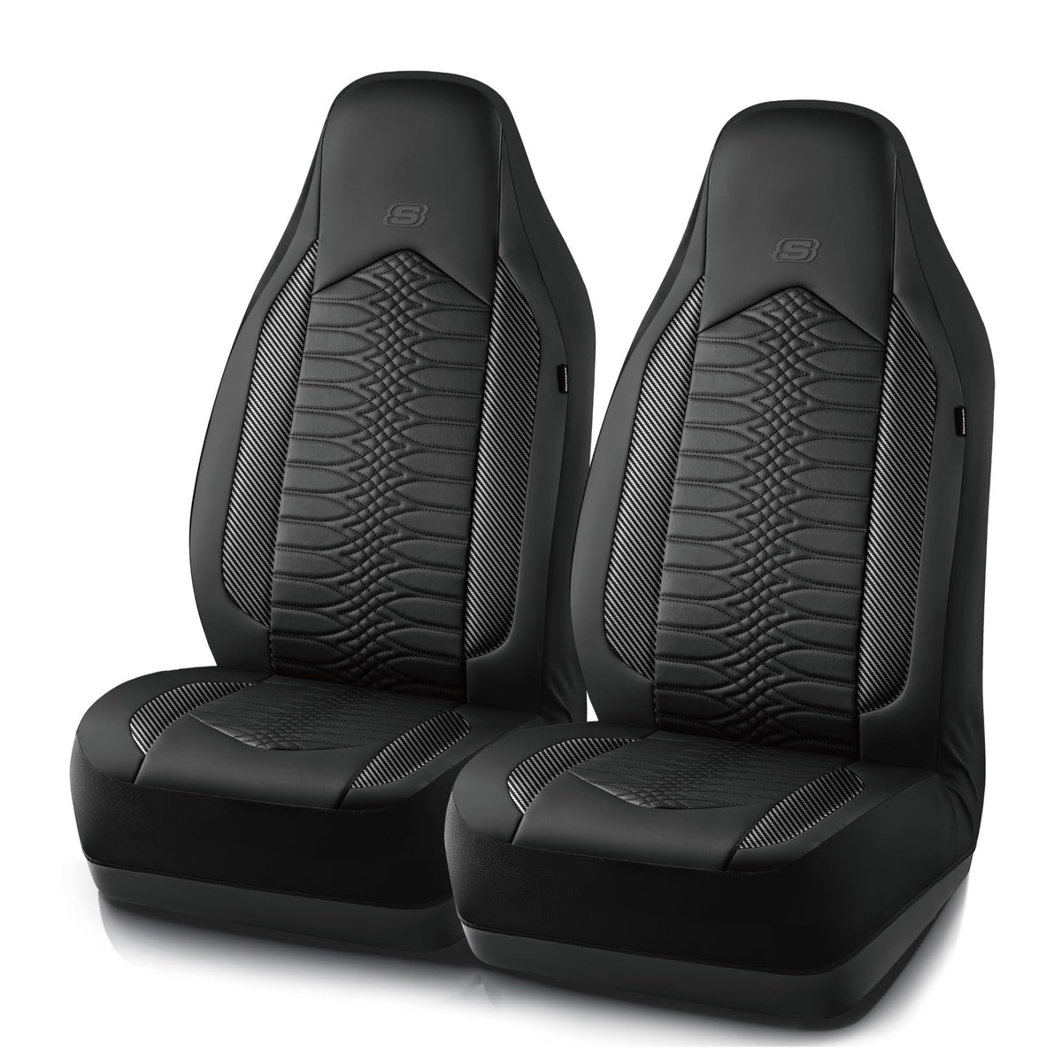 Skechers vehicle seat cover — leather high back, waterproof, airbag compatible, black