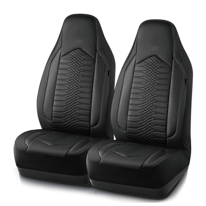 Skechers vehicle seat cover — leather high back, waterproof, airbag compatible, black