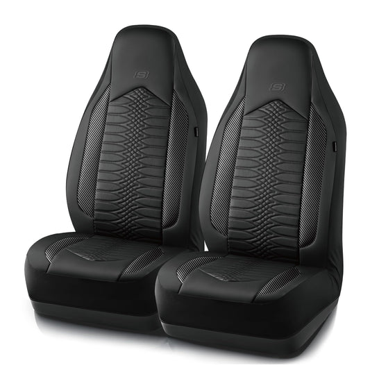 Skechers vehicle seat cover — leather high back, waterproof, airbag compatible, black