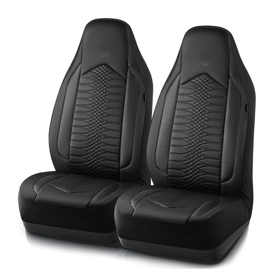 Skechers vehicle seat cover — leather high back, waterproof, airbag compatible, black