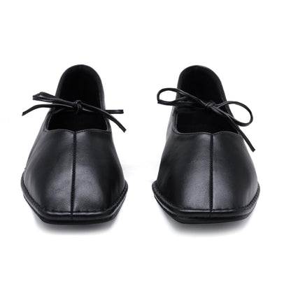 VorisVina ballet flats — lace up square toe with cute bow detail