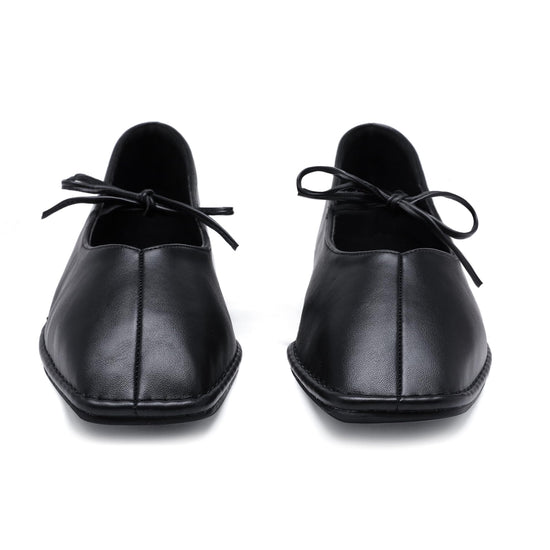VorisVina ballet flats — lace up square toe with cute bow detail