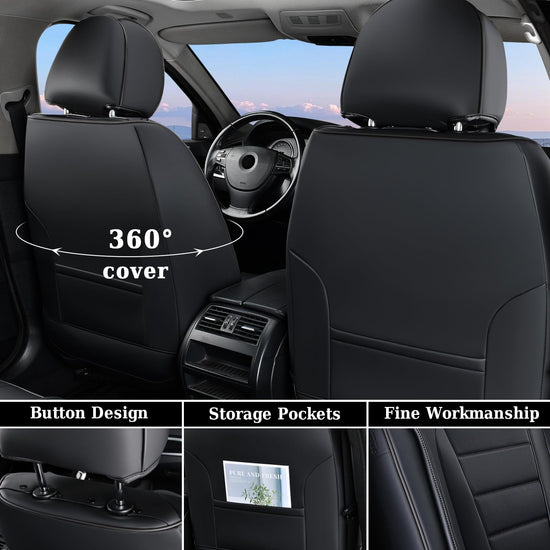 Coverado seat covers - waterproof nappa leather front seat covers for most cars